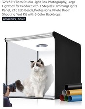 32"x32" Photo Studio Light Box Photography, Large Lightbox New Open Box