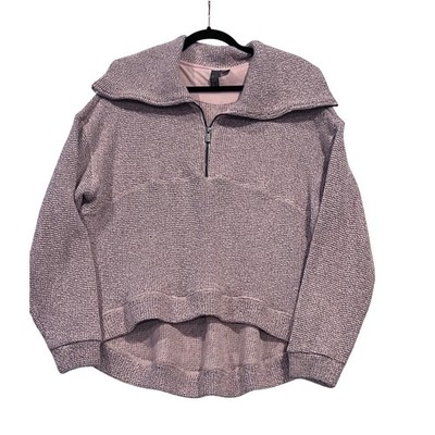 Sweaty Betty London Pink Speckled Textured Half Zip Pullover Sweater Women's M