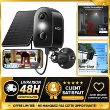 Caméra Surveillance WiFi Extérieure Solaire 2K 3MP, Sans Fil IP65, Vision