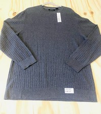 CLAIBORNE Men's Textured Sweater Dark Charcoal Medium Weight Size XL NWTS