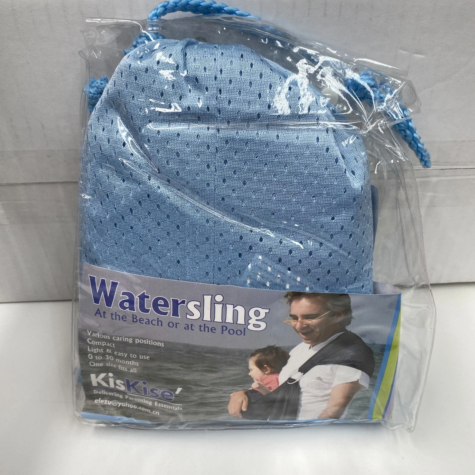 KisKise Baby Water Ring Sling Wrap For Beach Pool Summer Blue Mesh Quick Dry NEW