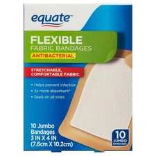 Equate Antibacterial Flexible Fabric Bandages, 10 Count - Free Shipping
