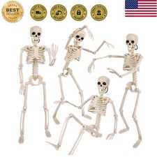 4PCS Halloween Skeleton Decorations, 16" Halloween Full Body Mini Skeleton wi...