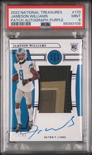 Jameson Williams 2022 Panini National Treasures Patch Auto Purple /49 RC PSA 9