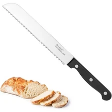 Serrated Bread Knife 8 Inch Razor Sharp Stainless Steel Blade for Sourdough
