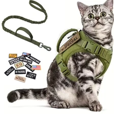 Tactical Cat Harness Leash with Patches Small Dog Puppy Vest Adjustable Training