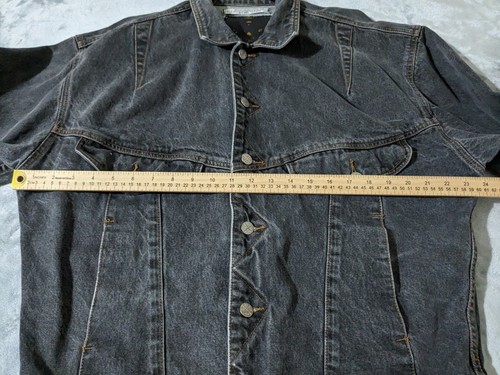 VTG Code Bleu Trucker Jacket Men L Gray Denim Dark Wash Faded Relaxed Biker READ - Picture 6 of 11