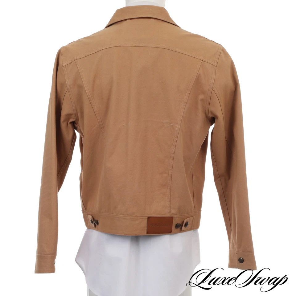 LNWOT Ralph Lauren Purple Label Italy Tan Suede Trim Trucker Jacket Coat L NR - Image 4 of 4