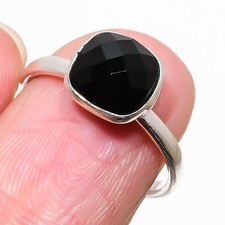 Black Onyx Gemstone Handmade 925 Solid Sterling Silver Jewelry Ring Size 8 R574