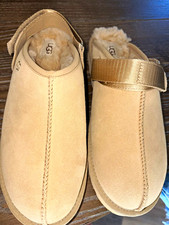 UGG Tasman slip-on slippers suede shearling lined beige women  s size 10