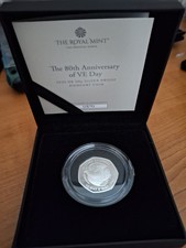 2025 Silver Proof Piedfort 50p - 80th Anniversary of VE Day. Limited Edition.
