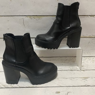 Steve Madden KAT Womens 6 Black Platform Boots Goth Grunge Chunky Wedge Y2K