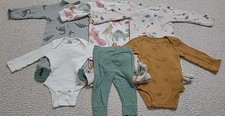6PC Baby Boys Newborn NB LOT sleepers one piece dinosaurs
