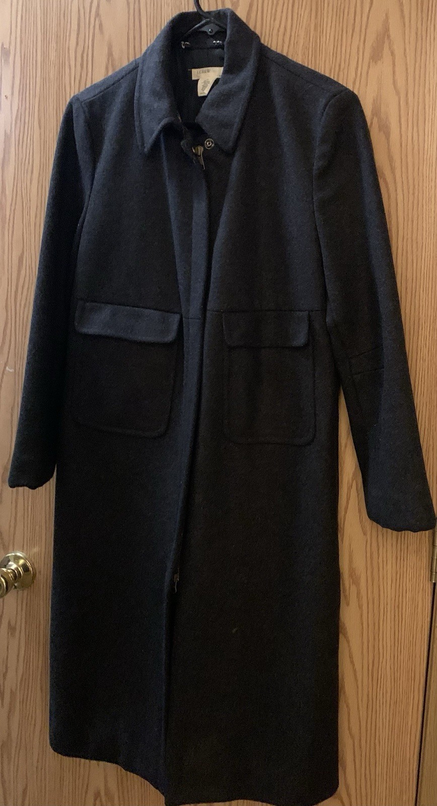Womens Jay Crew Wool Pea Coat Size Small Black Long Sleeve Zip Up Lined 41L 16w