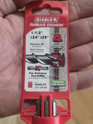 Diablo DMAMX1370 Rebar 1-1/2'' x 24'' x 29'' SDS-Max 4-Cutter Carbide Hammer Bit