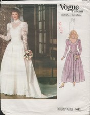 Vogue 1092 Uncut Size 12 Wedding Bridal Bridesmaid Dress Basque Waist Pattern