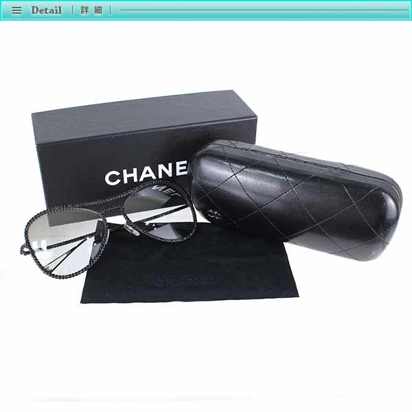 Chanel 71108 Gafas de sol Aviador Estrás Marca Coco Negro Gris Mujeres Auténticas Foto 4 de 4