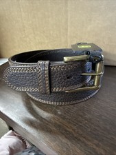 NEW John Deere Mens Belt Dark Brown Pebble Grain Genuine Leather Size 34