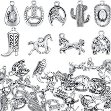 100 Pieces Western Cowboy Charms for Jewelry Making Alloy Antique Cowboy Boot Ha