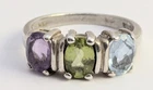 Vtg Carl Art Sterling Silver Multi Gemstone Amethyst Peridot Topaz Ovap Ring 7