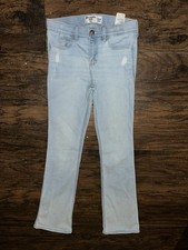 Abercrombie Kids Girls Bootcut Jeans, Light Wash, Adjustable Waist 13/14