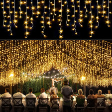 Icicle Lights Outdoor - 33Ft Christmas Lights with 400LED 75 Drops 8 Modes, Plug