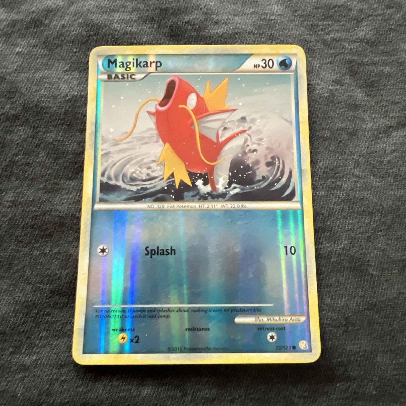 Pokemon MAGIKARP Card 72/123 Reverse Holo Common HeartGold SoulSilver Light Play