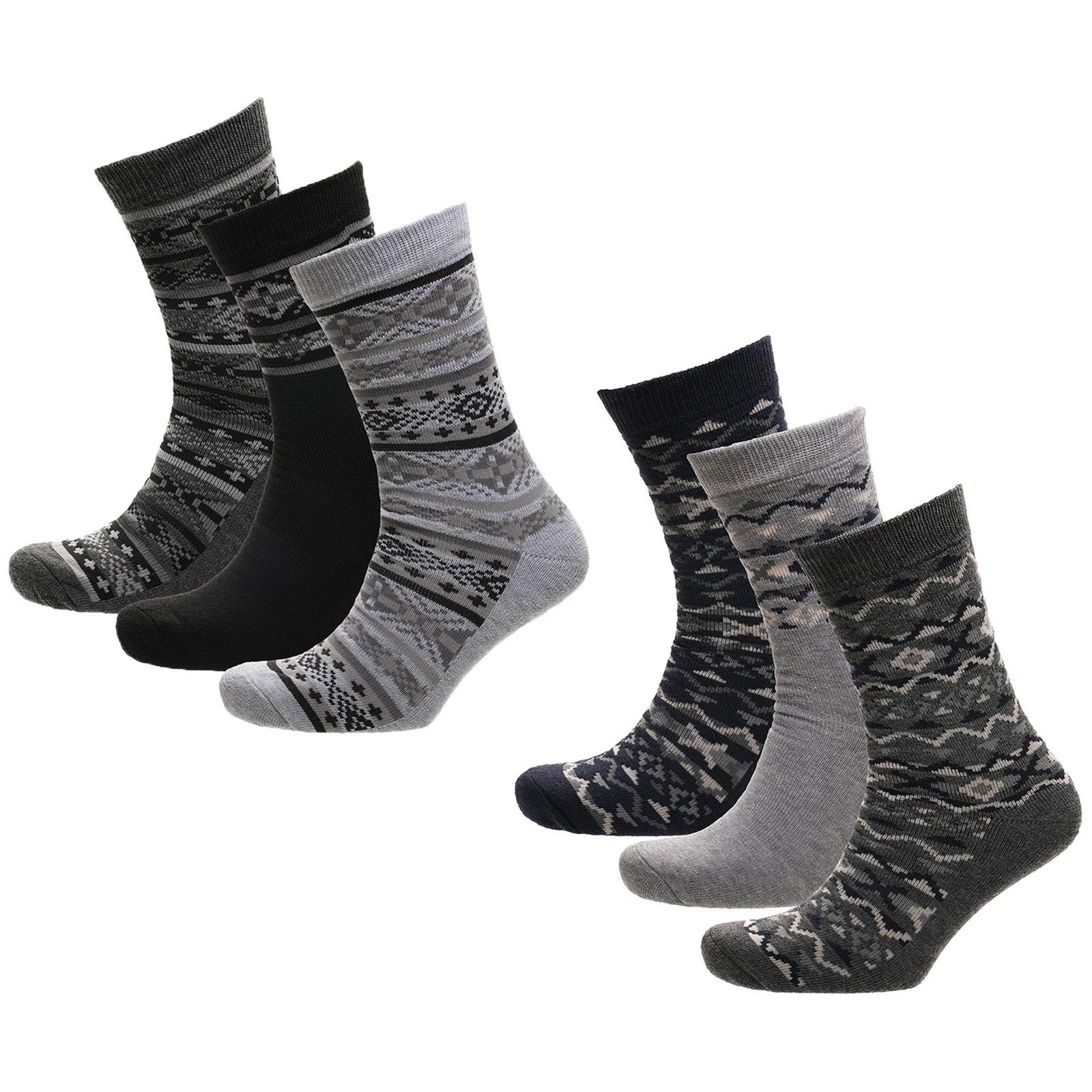 A2Z Mens 3 Pack Thermal Socks Soft Warm Nordic Pattern Casual Work Footwear
