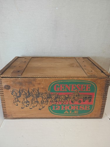 Vintage Genesee 12 Horse Ale Wooden Advertising Crate Authentic Brewery