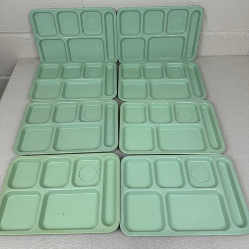 Vintage SiLite Set of 8 Melamine Lunch Cafeteria Trays Teal Mint Green