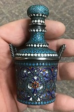 1895 Moscow Russia 84 Silver & Cloisonne' Enamel Vinegar Bottle Rare 1895 Moscow Russia 84 Silver & Cloisonne' Enamel Vinegar Bottle Rare - Image 1