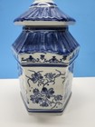 Vintage Chinoiserie Blue & White Porcelain Pagoda Canister with Lid — photo 4