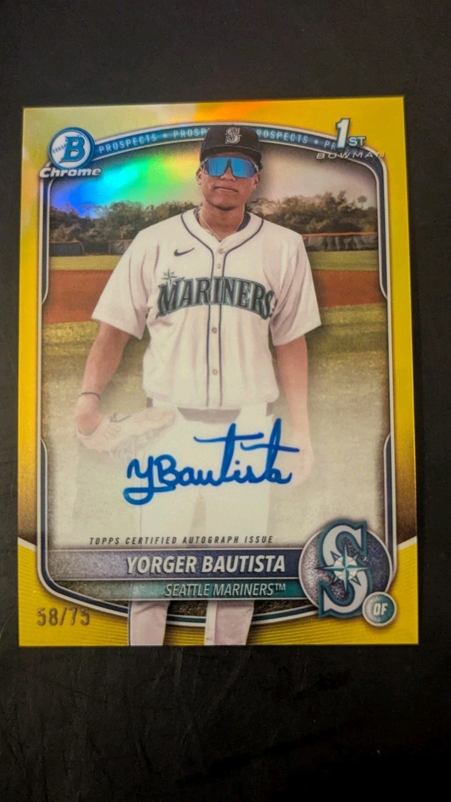 2025 Bowman Chrome Yorger Bautista 1st Bowman Auto Yellow Refractor /75 Mariners