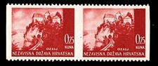 Croatia, Kroatien, NDH - Mi 47 Landscape Horizontal Pair, Imperf Vertically, MNG