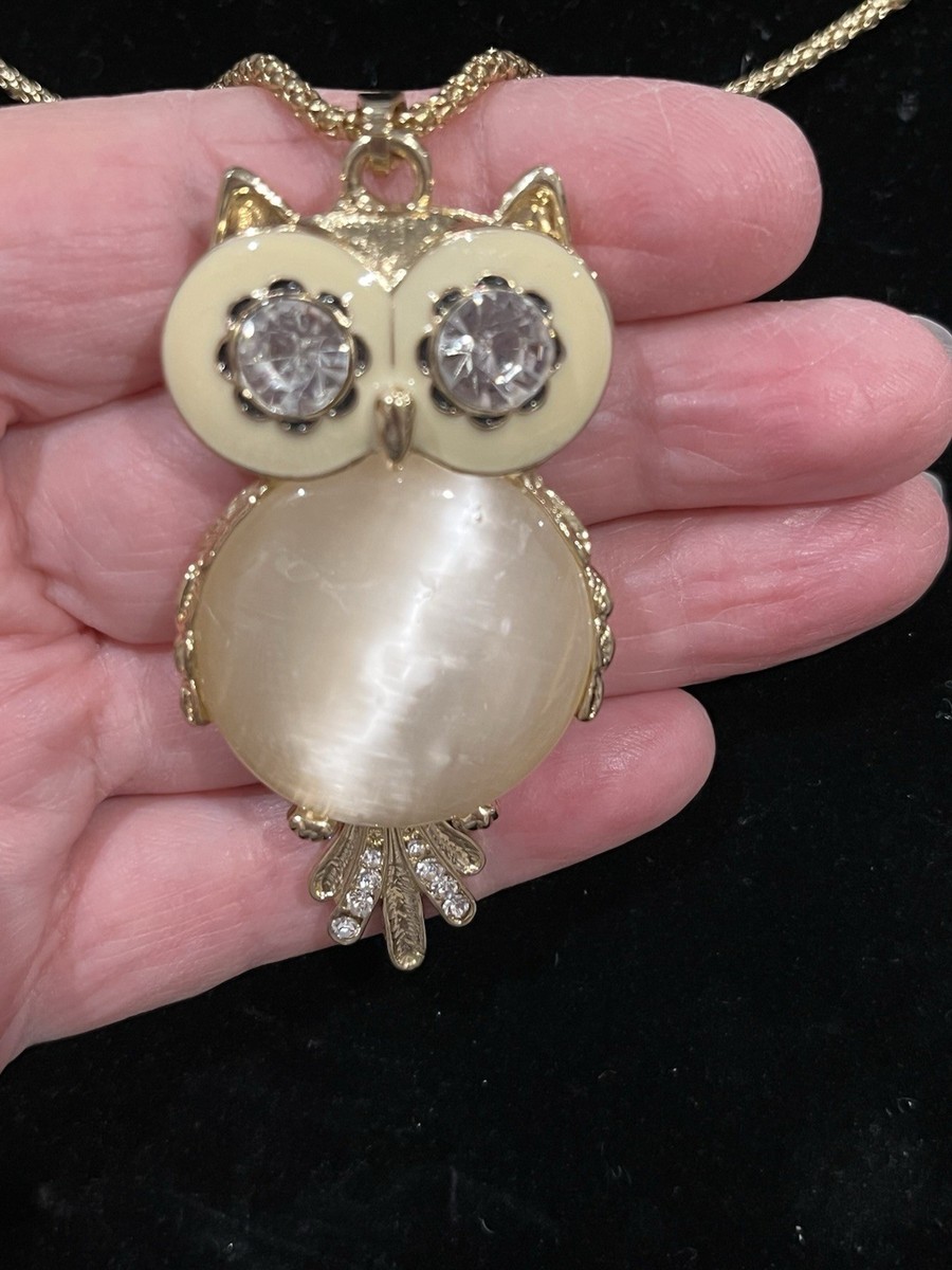 Betsey Johnson Rhinestone Jelly Belly Owl Pendant Necklace/ Read Description View 5