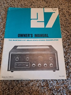 Original McIntosh C-27 Solid State Stereo Preamplifier Owner s Manual