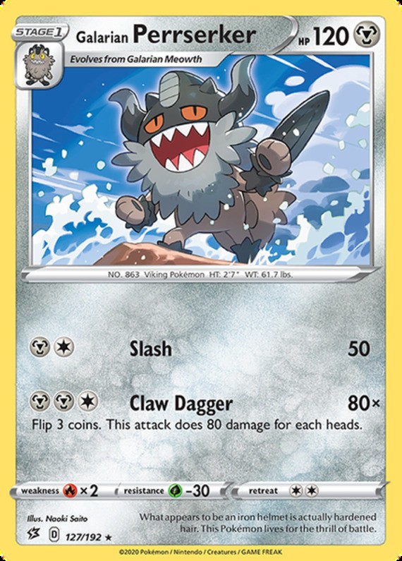 Galarian Perrserker - 127/192 - Rare - Lightly Played