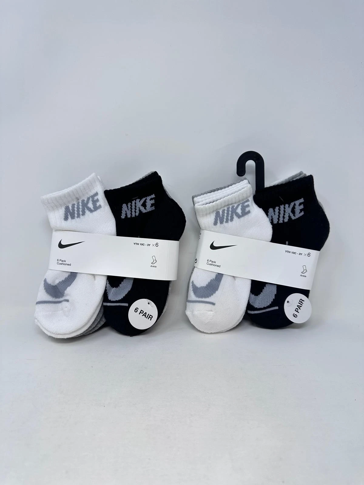 Nike Kids' Cushioned Ankle Socks 12-Pack (8396)- Size: 5-7, Multicolor, C2(D10T)