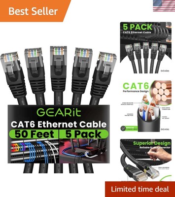 Cat 6 Ethernet Cable 50 ft 5-Pack - Cat6 Patch Cable, Cat 6 Patch Cable, Cat6...