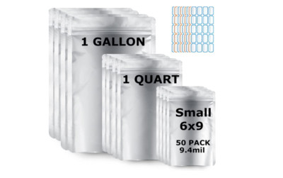 Food Storage Mylar Bags Term Extra Polyester Zipper Reseal Ziplock 3 Size 50 Pcs