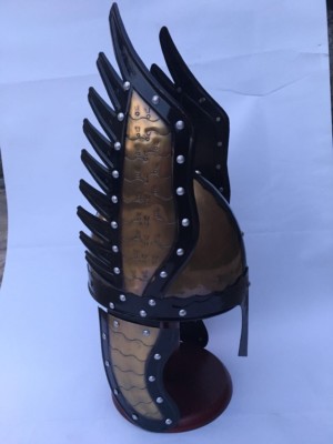 Details about / Medieval Knight Viking Armor Helmet Winged Norman Halloween Costume With Stand