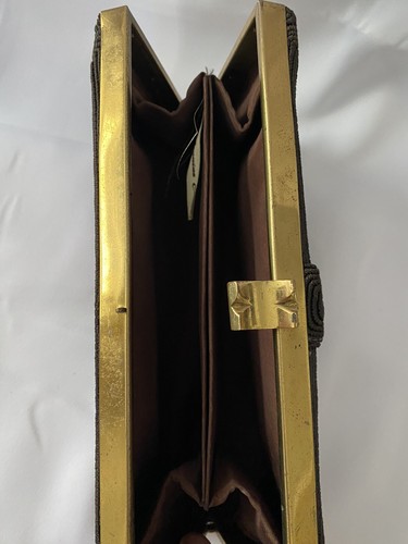 Borsa da sera vintage anni '50 marrone cioccolato frizione - Foto 13 di 24