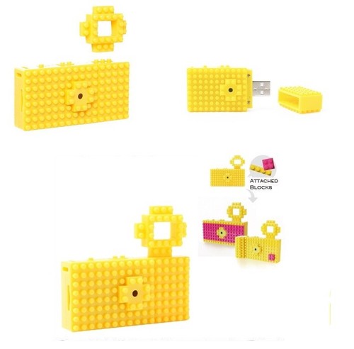 Toy Block Digitalkamera anpassbar Nano Blox gelb/lila Toi Kamera - Bild 2 von 4