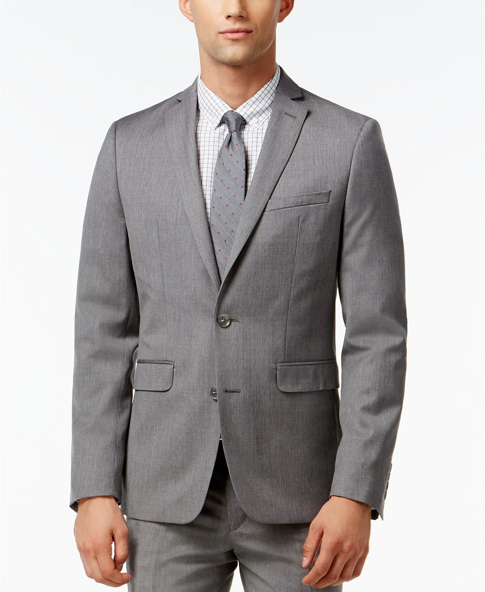 425 Bar III Mens Wool Extra Slim Fit Two Button Suit Jacket Gray