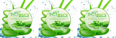 Aloe Vera Gel Körper Gesicht Hand Creme 92% Aloe Vera Blattextrakt 3x 300ml NEU