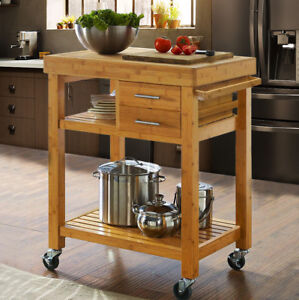 White rolling kitchen island