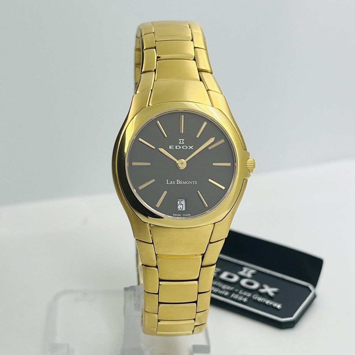 Edox Les Bemonts Women's Gold Steel Sapphire Crystal Swiss Made