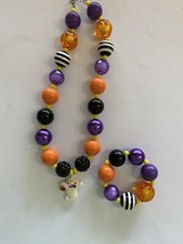 Children  s Halloween Jewelry  Necklace With Ghost Pendant and Bracelet FREE Shipp