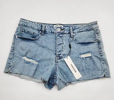 NWT Vigoss Ace Short High Rise Raw Hem Button Fly Distressed Shorts Size 31