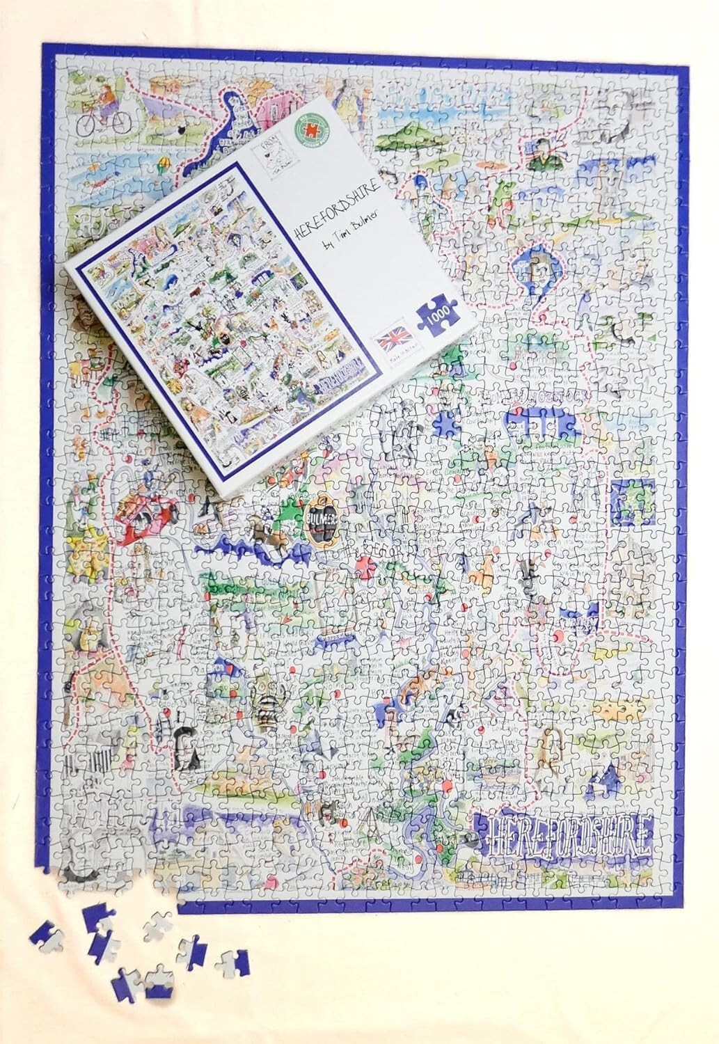 Comical Map Of Herefordshire By Tim Bulmer 1000 Piece Puzzle For Adults